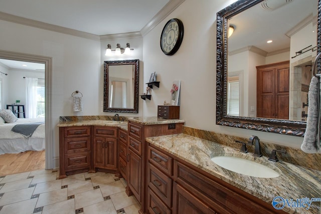 2602 Legacy Preserve Dr, Brownsboro, AL 35741 - ensuite bathroom featuring crown molding, vanity, and recessed lighting