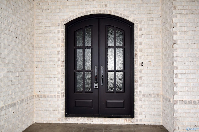 property entrance with french doors