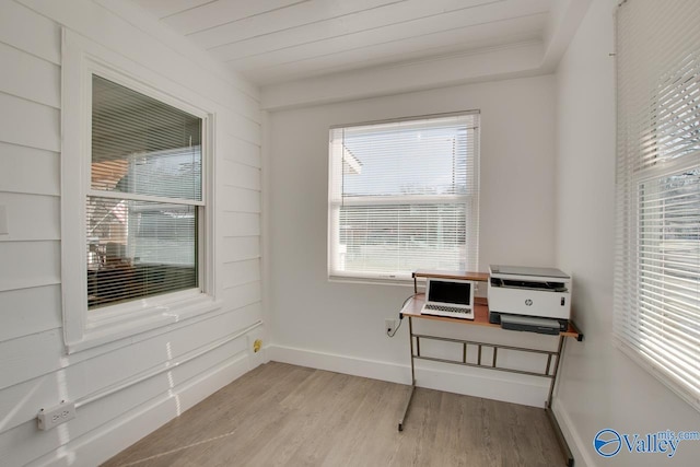 interior space with light hardwood / wood-style flooring