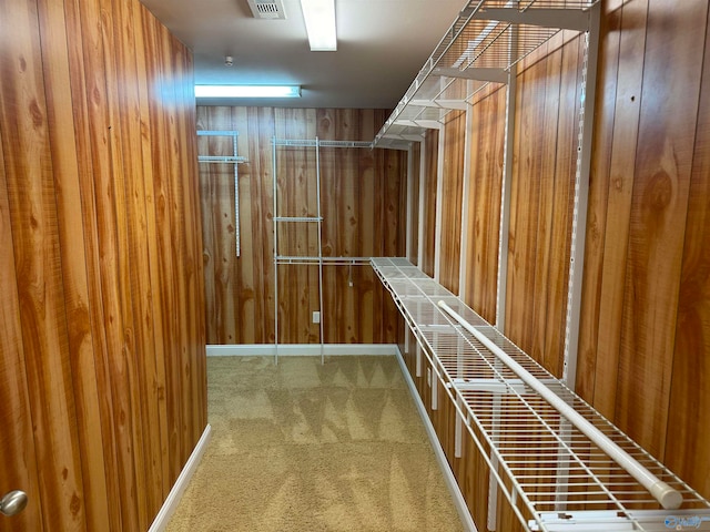 spacious closet featuring carpet flooring