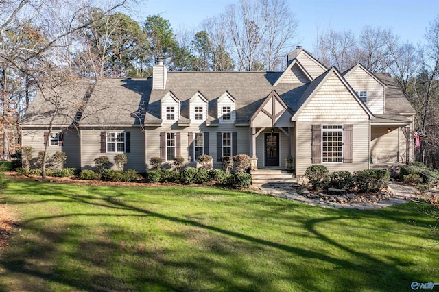 view of front of home featuring a front lawn