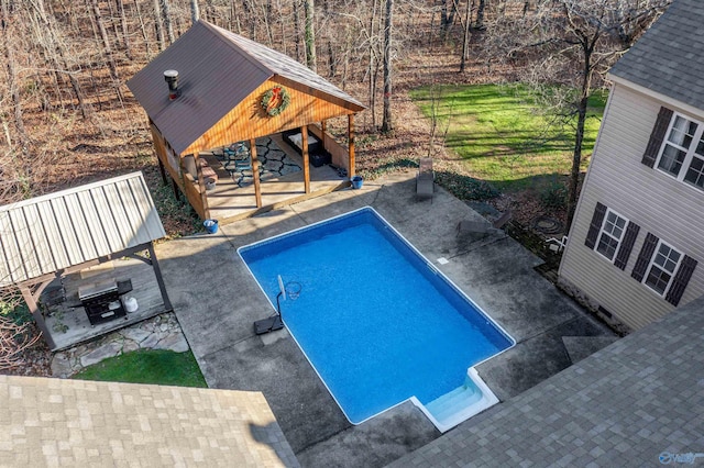 view of pool with a gazebo and a patio