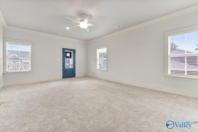 108 Napolean Ave, Madison, AL 35758 - unfurnished room with crown molding, a ceiling fan, baseboards, and light colored carpet