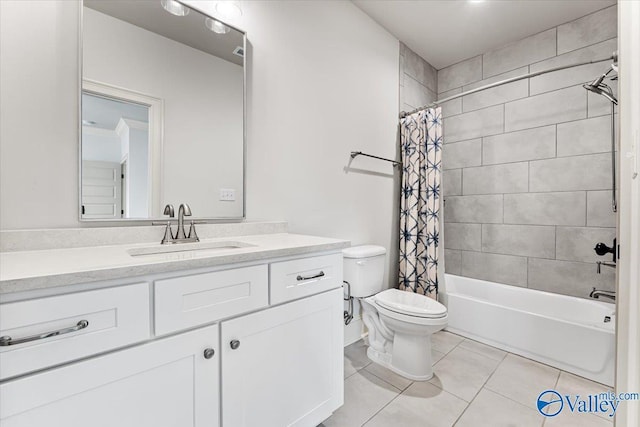 108 Napolean Ave, Madison, AL 35758 - bathroom featuring toilet, tile patterned flooring, vanity, and shower / tub combo
