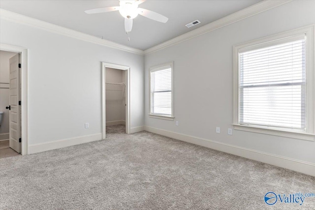 108 Napolean Ave, Madison, AL 35758 - unfurnished bedroom with ornamental molding, carpet floors, a spacious closet, baseboards, and a closet