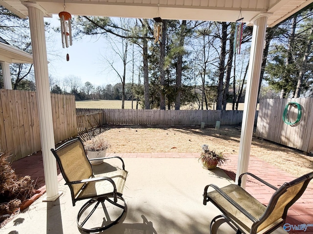 view of patio with a fenced backyard