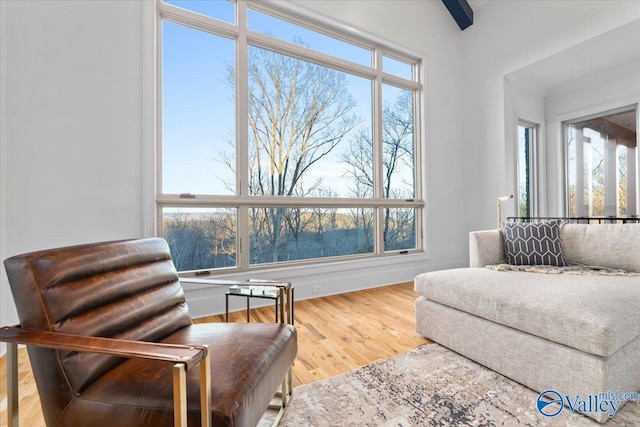 sitting room with wood finished floors