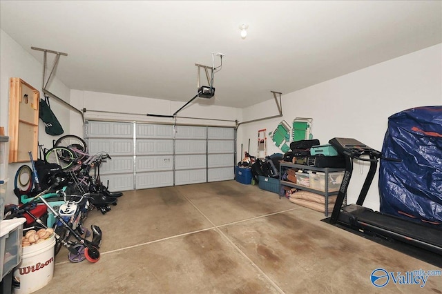 garage with a garage door opener