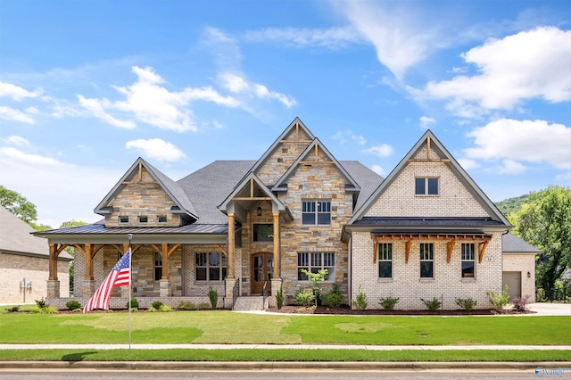 14 Blue Meadow Way, Gurley, AL 35748 - craftsman-style house with a front lawn, covered porch, and a standing seam roof
