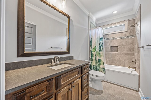 14 Blue Meadow Way, Gurley, AL 35748 - full bath with vanity, shower / bath combination with curtain, toilet, and crown molding
