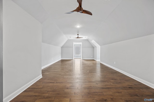 14 Blue Meadow Way, Gurley, AL 35748 - additional living space featuring a ceiling fan, lofted ceiling, baseboards, and dark wood-style floors