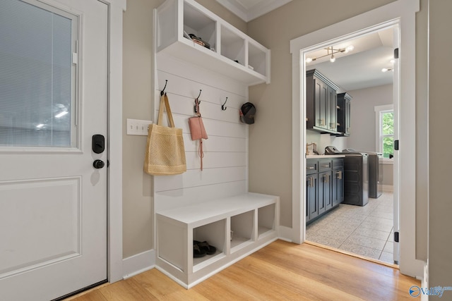 mudroom featuring hardwood / wood-style flooring