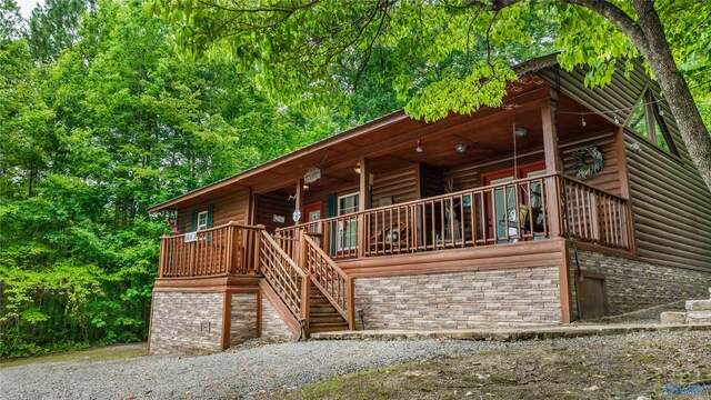 view of log home