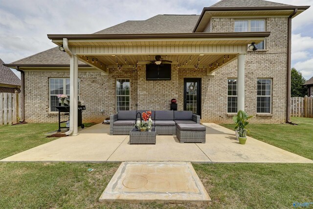 17092 Obsidian Cir, Athens, AL 35613 - view of patio / terrace with a ceiling fan, an outdoor hangout area, and grilling area