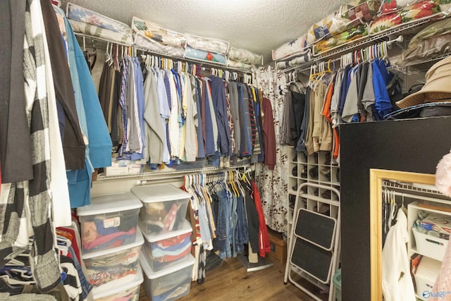 walk in closet featuring wood finished floors