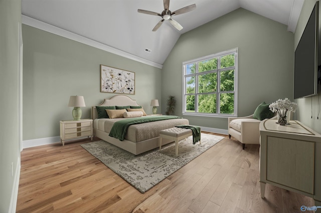 78 Mcmullen Ln SE, Gurley, AL 35748 - bedroom featuring vaulted ceiling, light wood finished floors, baseboards, and a ceiling fan