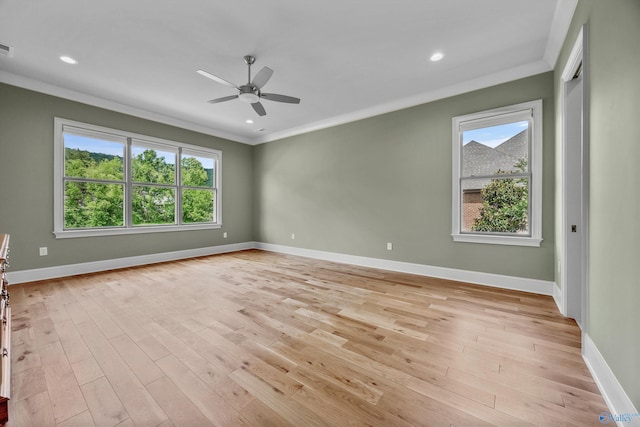 78 Mcmullen Ln SE, Gurley, AL 35748 - empty room featuring ornamental molding, plenty of natural light, a ceiling fan, light wood finished floors, and recessed lighting