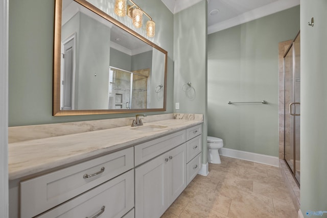 78 Mcmullen Ln SE, Gurley, AL 35748 - full bathroom with vanity, a stall shower, toilet, and baseboards