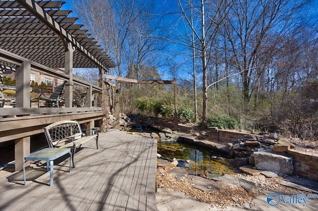 wooden deck with a pergola