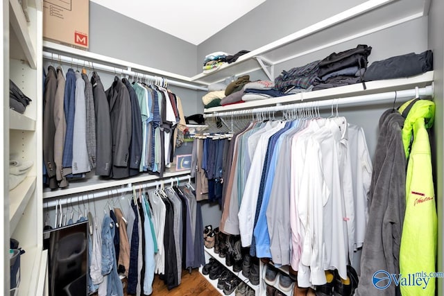 spacious closet with wood finished floors