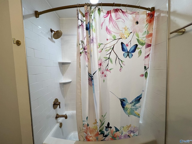 bathroom featuring shower / tub combo with curtain