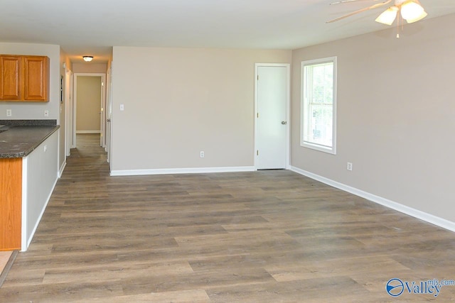 4114 Triana Blvd, Huntsville, AL 35802 - unfurnished living room featuring a ceiling fan and wood finished floors