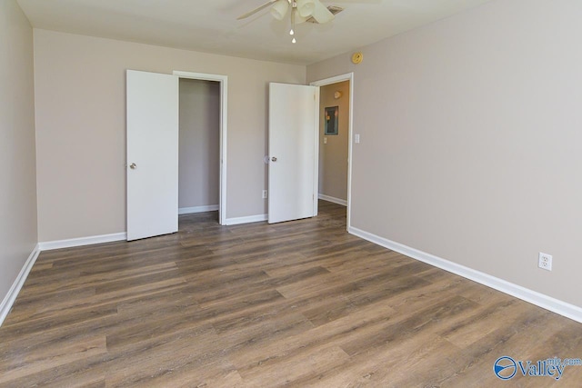 4114 Triana Blvd, Huntsville, AL 35802 - unfurnished bedroom featuring wood finished floors and ceiling fan