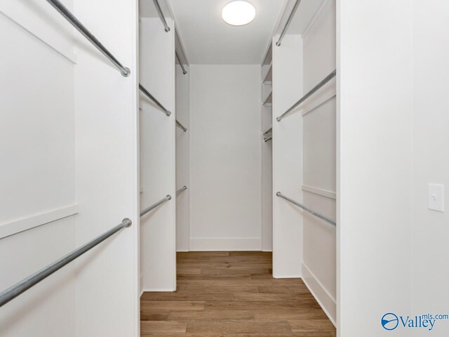 spacious closet with light hardwood / wood-style floors