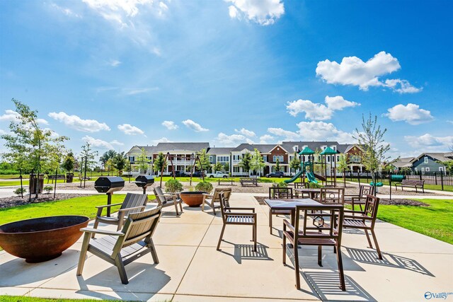 view of swimming pool with a patio area