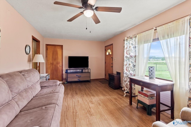 26740 Nick Davis Rd, Athens, AL 35613 - living room featuring a ceiling fan and light wood-style floors