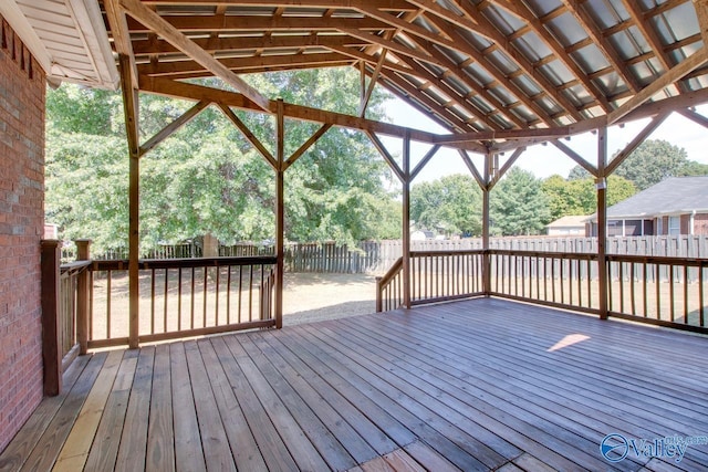 deck featuring a fenced backyard