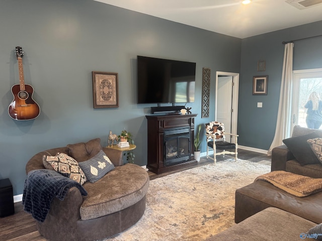 living room featuring hardwood / wood-style flooring