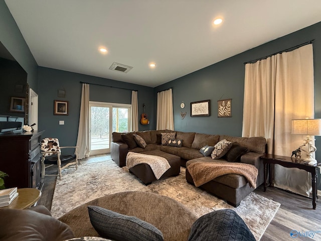 living room featuring wood-type flooring