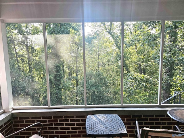 interior details featuring a view of trees