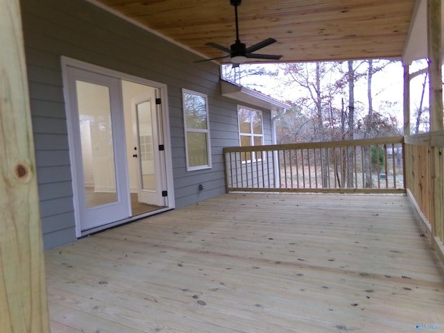 wooden terrace with ceiling fan