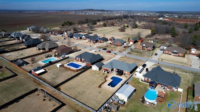 bird's eye view featuring a residential view