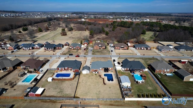 bird's eye view featuring a residential view