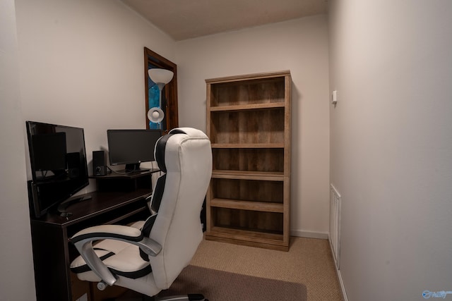 office with light colored carpet