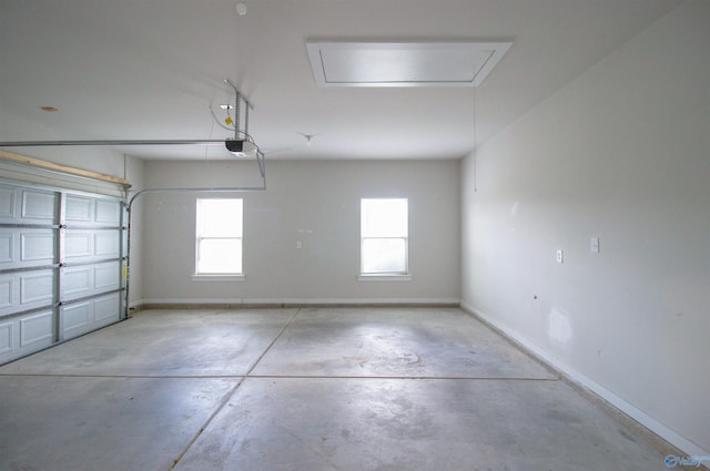 garage with a garage door opener