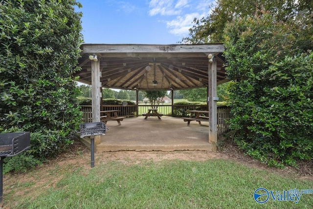 view of community with a gazebo and a patio