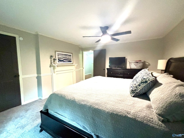 bedroom with carpet and ceiling fan