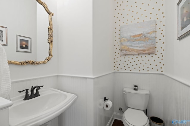 11 SE Braewick Pl, Gurley, AL 35748 - bathroom with toilet, wainscoting, and a sink