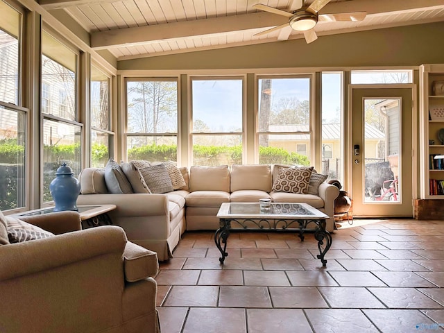 sunroom / solarium with beam ceiling