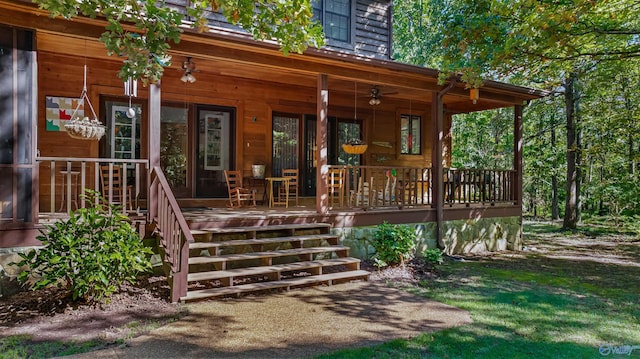 doorway to property featuring a porch