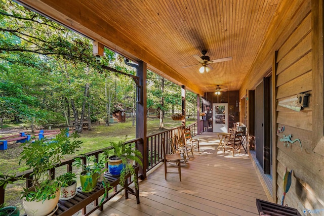 deck featuring ceiling fan