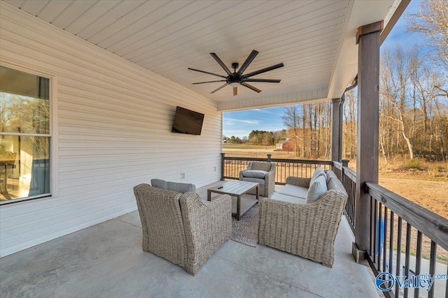 view of patio with a ceiling fan