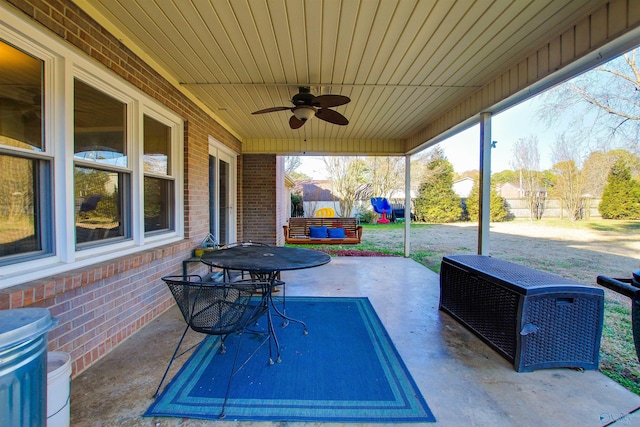 view of patio with ceiling fan