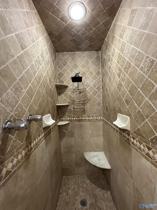 full bathroom featuring tiled shower