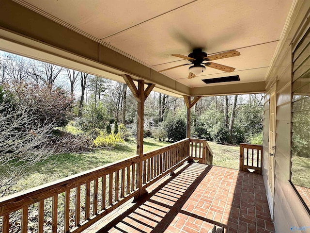 view of patio featuring a ceiling fan