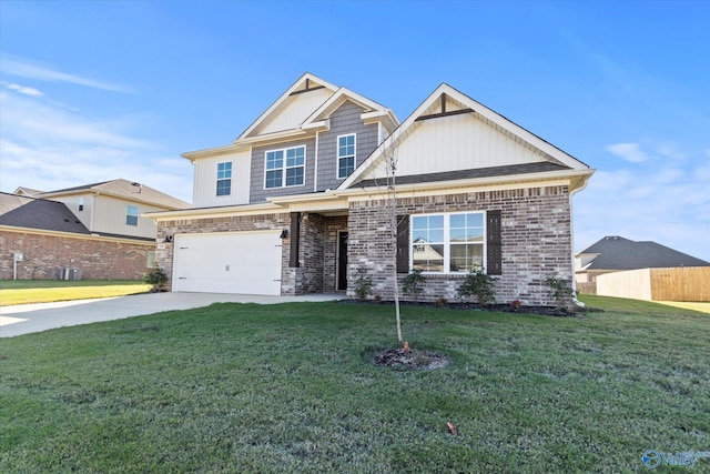 craftsman-style home with a garage and a front yard